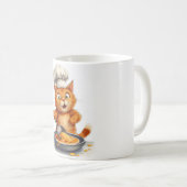 Schattige kattenkok die pannenkoeken maakt koffiemok (Voorkant rechts)