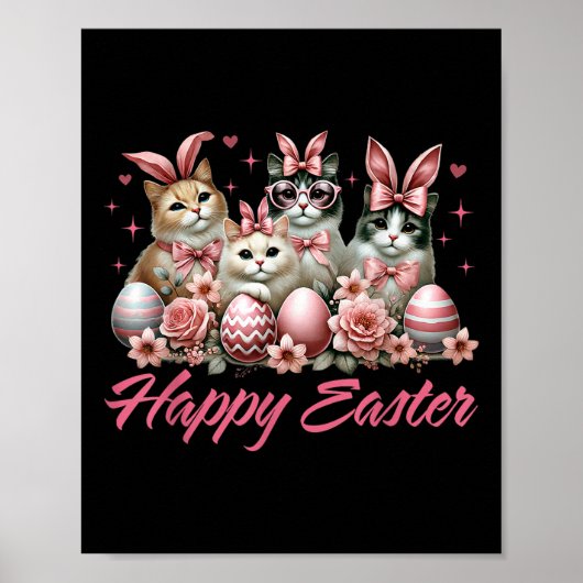 Schattige Kattenkonijn Happy Easter Cat Lover Kat Poster (Voorkant)