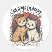 Schattige kattenkoppel Gezonde Liefde & Vriendscha Ronde Sticker (Voorkant)