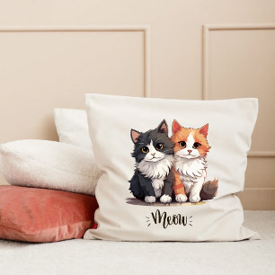 Schattige kattenkoppel kattenliefhebber gooi kusse kussen