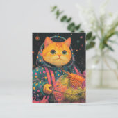 Schattige kattenkruidenier winkelen in Polka Dot J Briefkaart (Staand voorkant)