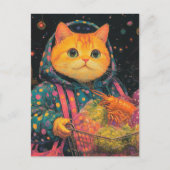 Schattige kattenkruidenier winkelen in Polka Dot J Briefkaart (Voorkant)