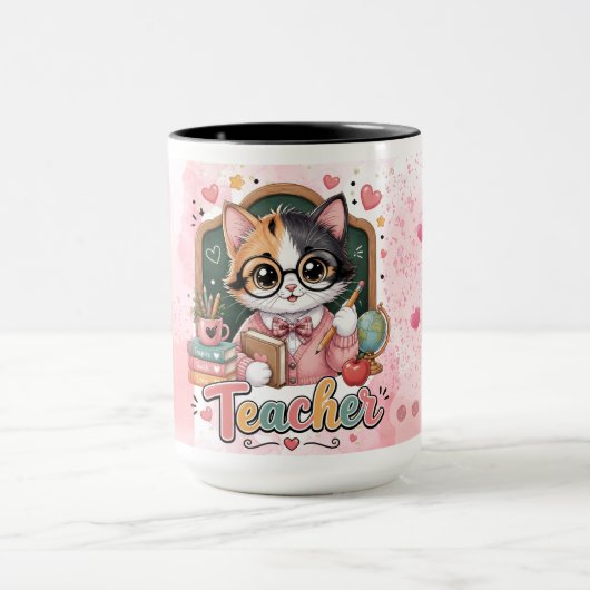 Schattige Kattenleraar Cadeau Mok (Midden)