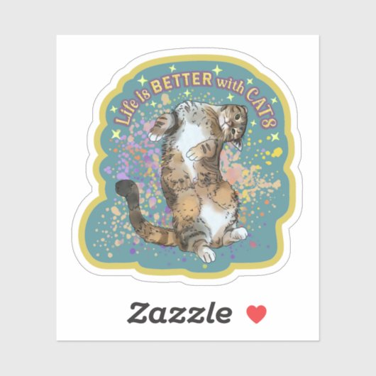 Schattige kattenleven is beter met Sticker (Vel)