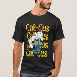 Schattige Kattenliefhebber Cactus Plant Liefhebber T-shirt