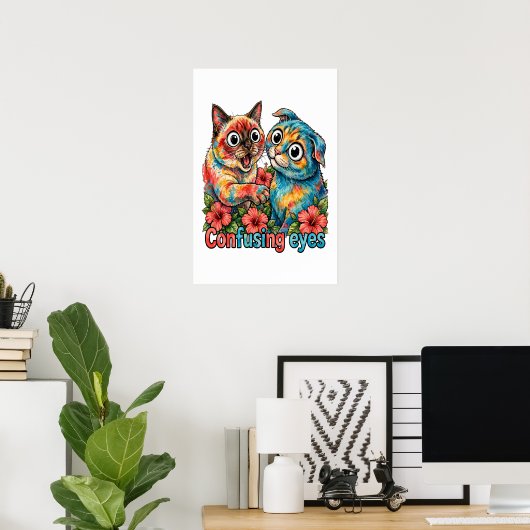 Schattige Kattenliefhebber Kat Grappige Siamese & Poster (Thuiskantoor)