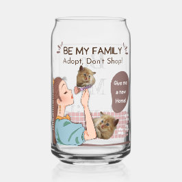 Schattige kattenliefhebbers en huisdierfamilies di blikvorm glas