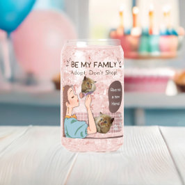 Schattige kattenliefhebbers en huisdierfamilies di blikvorm glas