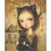 SCHATTIGE KATTENMEISJE GROTE AUTO DECAL STICKER (Voorkant)