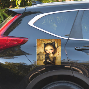 SCHATTIGE KATTENMEISJE GROTE AUTO DECAL STICKER