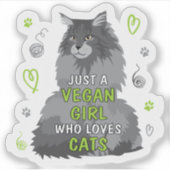 Schattige kattenmeisje, veganist sticker (Voorkant)