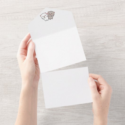 schattige kattenmochi all in one uitnodiging (Afscheurbaar)