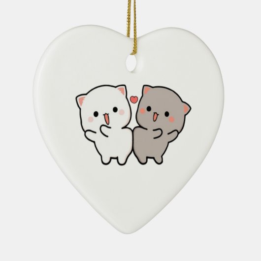 schattige kattenmochi keramisch ornament (Rechts)