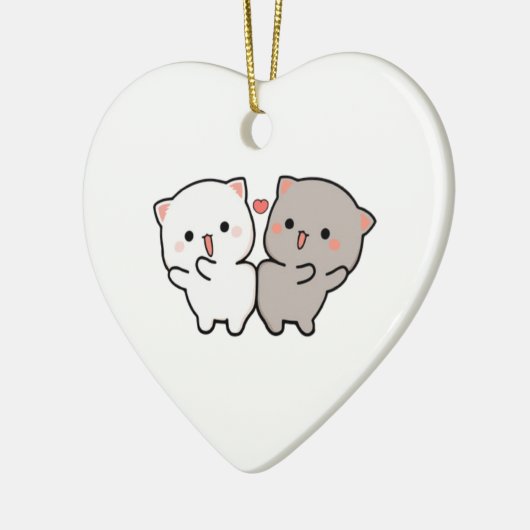 schattige kattenmochi keramisch ornament (Links)