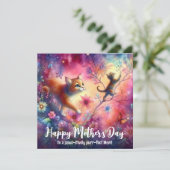 Schattige kattenmoeder kleurrijke waterverf moeder kaart (Staand voorkant)