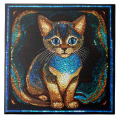 Schattige kattenmozaïek tegeltje (Voorkant)