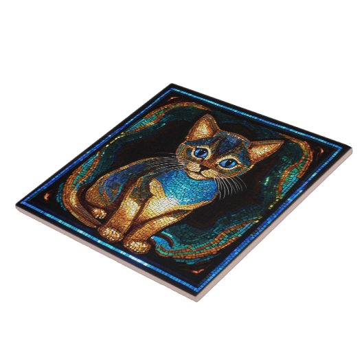 Schattige kattenmozaïek tegeltje (Zijkant)