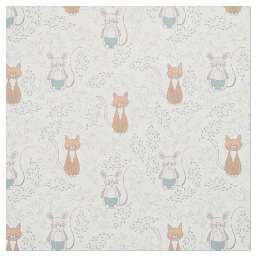 Schattige kattenmuispatroon stof (Swatch)