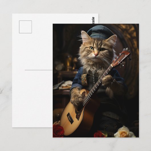 Schattige kattenmuzikant briefkaart (Voorkant / Achterkant)