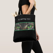 Schattige kattenogen op zwart tote bag (Dichtbij)