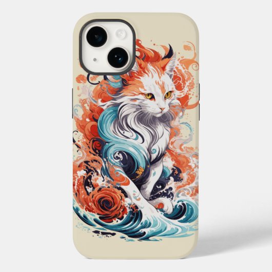 Schattige kattenontwerp in neo traditionele stijl Case-Mate iPhone case (Achterkant)