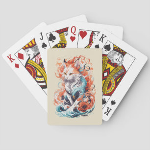 Schattige kattenontwerp in neo traditionele stijl pokerkaarten