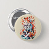 Schattige kattenontwerp in neo traditionele stijl ronde button 5,7 cm (Voorkant /achterkant)