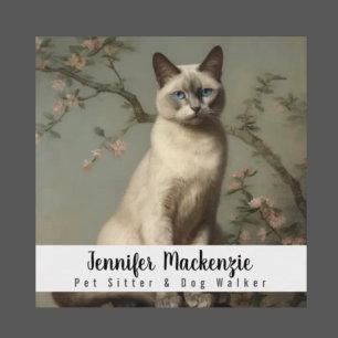 Schattige kattenoppasser en hondenuitlaatster vierkante visitekaartje