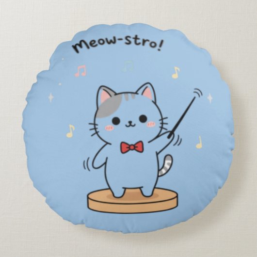 Schattige kattenorkestdirigent  rond kussen (Voorkant)