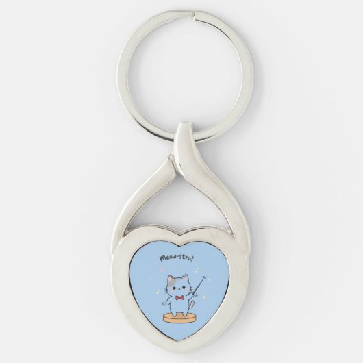 Schattige kattenorkestdirigent sleutelhanger (Voorkant)