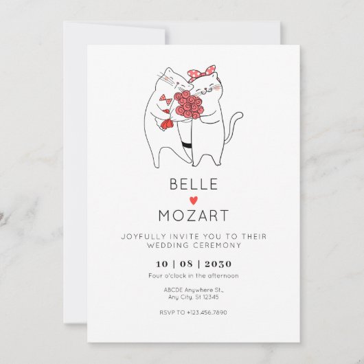 Schattige kattenpaar bruiloft kaart (Voorkant)