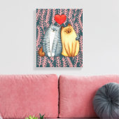 Schattige kattenpaar gestrekte canvasprint canvas afdruk (Insitu (Woonkamer))