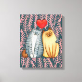 Schattige kattenpaar gestrekte canvasprint canvas afdruk (Voorkant)