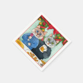 Schattige kattenpaar Kerstfeest servetten (Hoek)