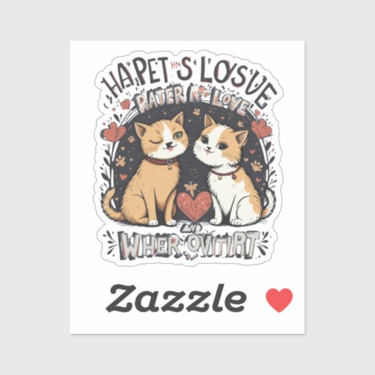 Schattige Kattenpaar Romantisch Winking Kat Love D Sticker (Vel)