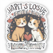 Schattige Kattenpaar Romantisch Winking Kat Love D Sticker (Voorkant)