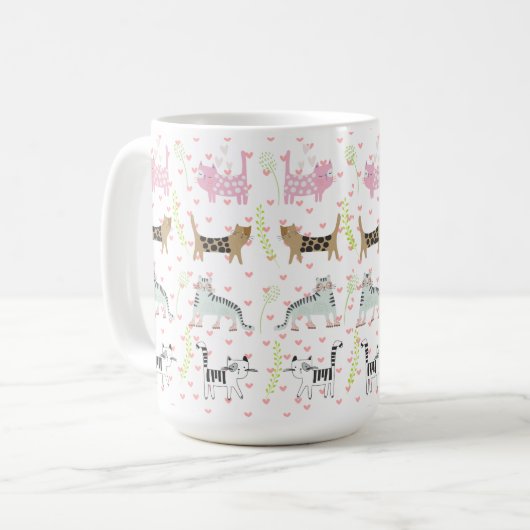Schattige kattenpatroon #4 koffie Mok (Voorkant links)