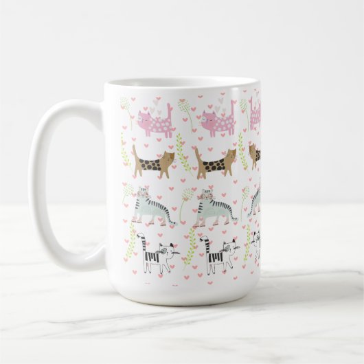 Schattige kattenpatroon #4 koffie Mok (Links)