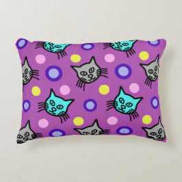 Schattige kattenpatroon in Violet Accent Pillow Accent Kussen