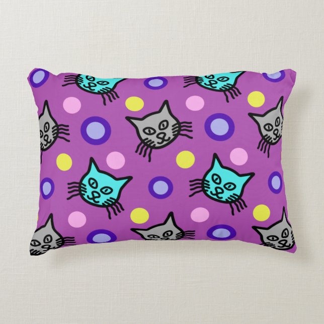 Schattige kattenpatroon in Violet Accent Pillow Accent Kussen (Voorkant)