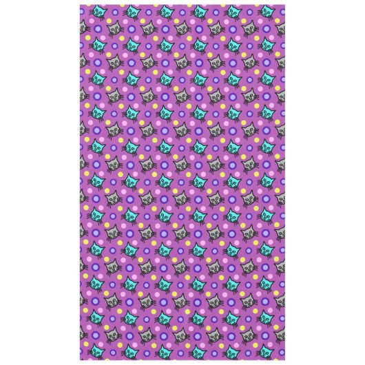 Schattige kattenpatroon in violet groot tafelkleed (Voorkant)
