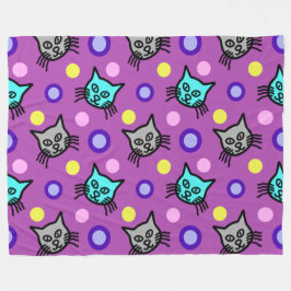 Schattige Kattenpatroon in Violet Grote Fleece Dek