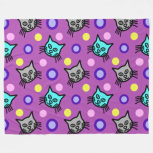 Schattige Kattenpatroon in Violet Grote Fleece Dek
