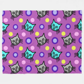 Schattige Kattenpatroon in Violet Grote Fleece Dek