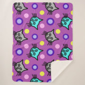 Schattige kattenpatroon in Violet Grote Sherpa Dek Sherpa Deken (Voorkant)