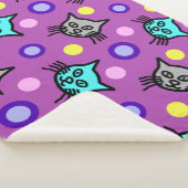 Schattige kattenpatroon in Violet Grote Sherpa Dek Sherpa Deken (3/4)