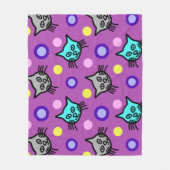 Schattige kattenpatroon in violet medium fleecedek fleece deken (Voorkant)