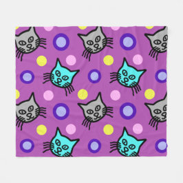 Schattige kattenpatroon in violet medium fleecedek fleece deken