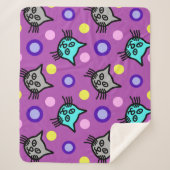 Schattige kattenpatroon in Violet Medium Sherpa-de Sherpa Deken (Voorkant)