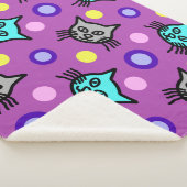 Schattige kattenpatroon in Violet Medium Sherpa-de Sherpa Deken (3/4)